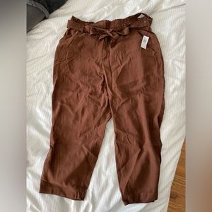 Old Navy Large Petite Linen Paper Bag Pants NEW WITH TAGS